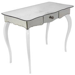 Mirrored and White Lacquer Desk or Vanity