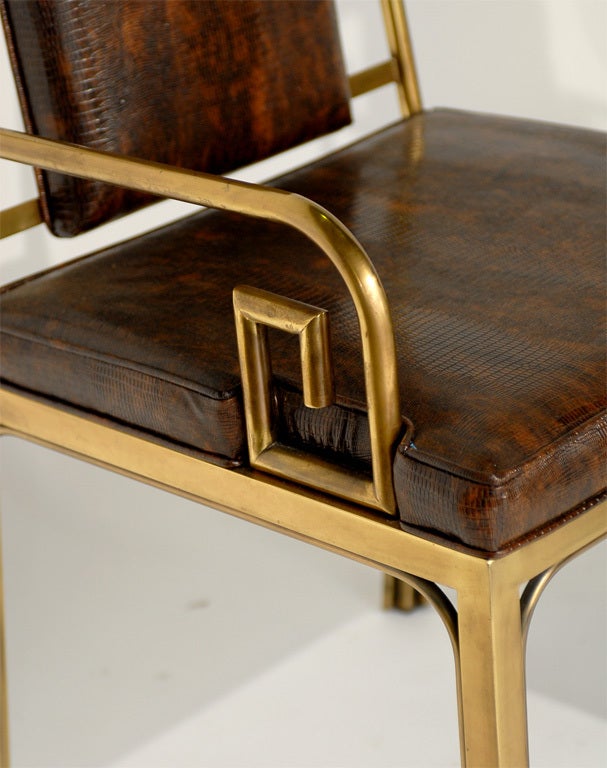 Mid-20th Century Pair of Brass Arm Chairs by Mastercraft