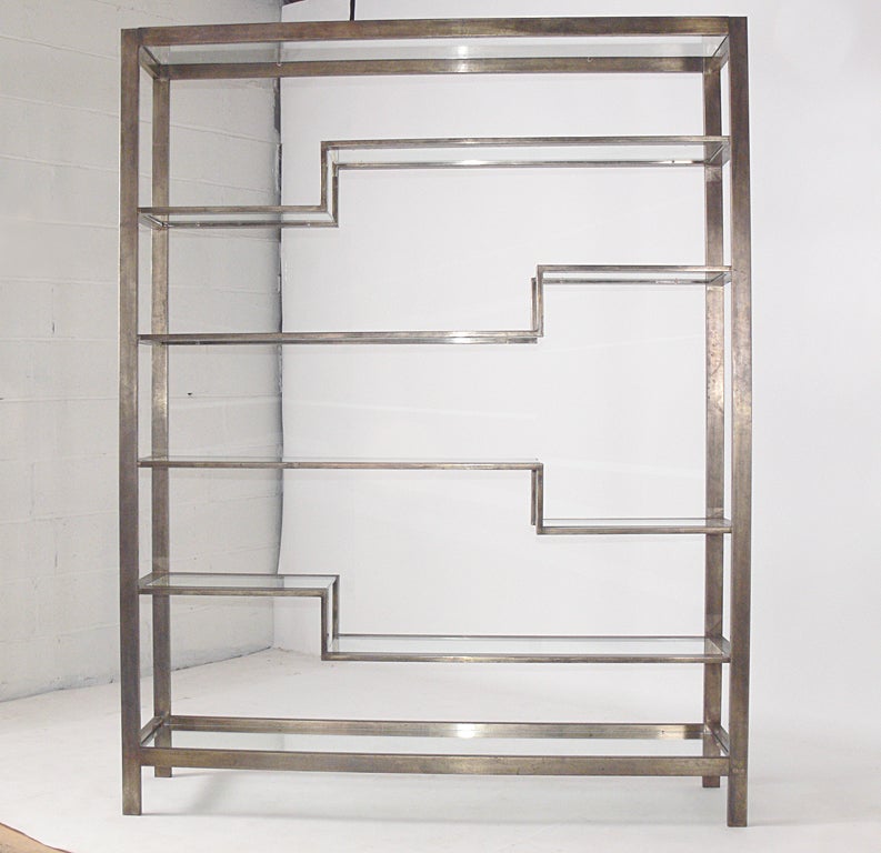 Large Scale Modernist Etagere or Bookcase in Bronze Finish, American, circa 1960's.