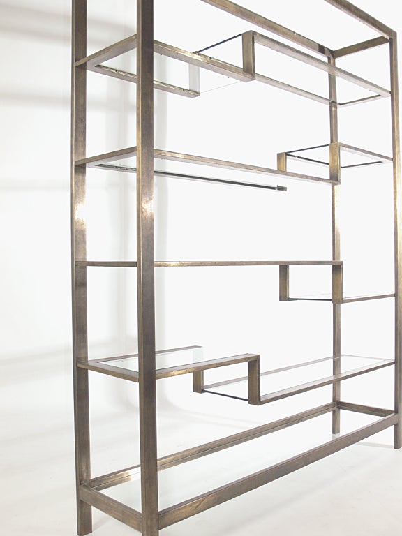 Large Scale Modernist Etagere or Bookcase in Bronze Finish In Good Condition In Atlanta, GA