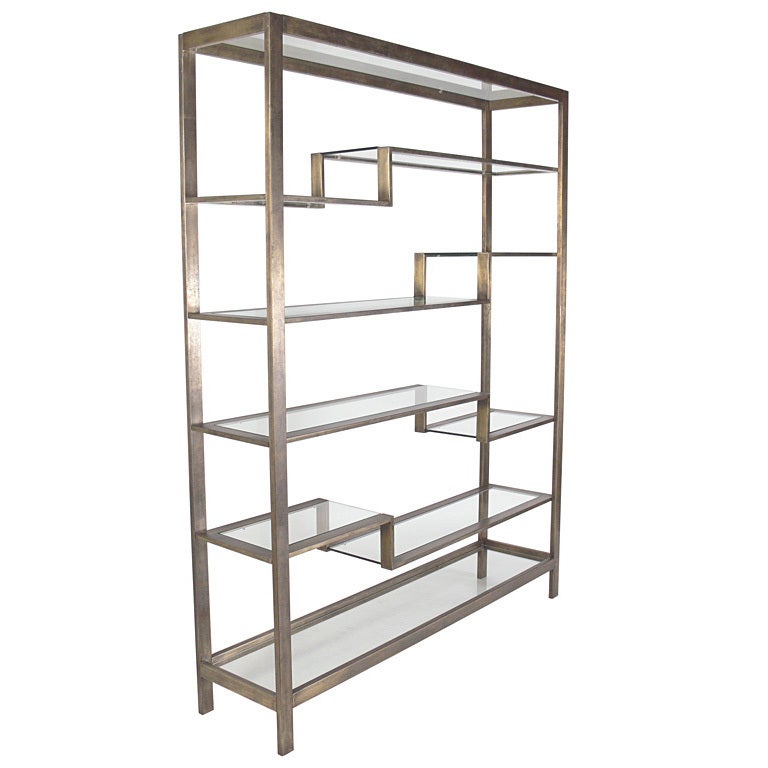 Large Scale Modernist Etagere or Bookcase in Bronze Finish