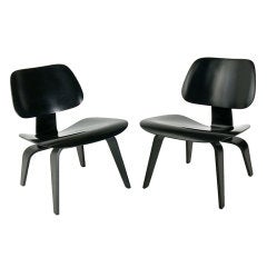 Pair of Black "LCW" Lounge Chairs by Charles and Ray Eames