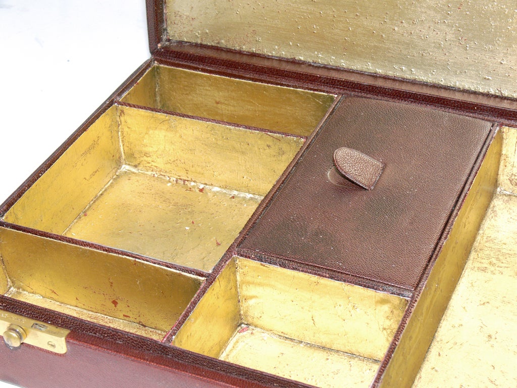 Brass Pair of Hermes Leather Boxes