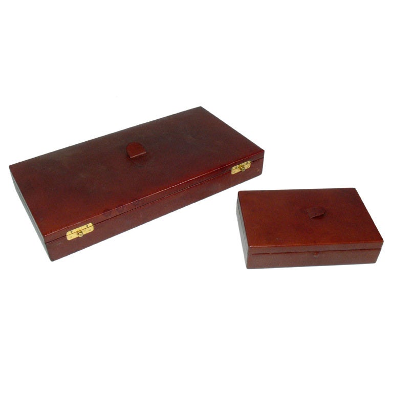 Pair of Hermes Leather Boxes