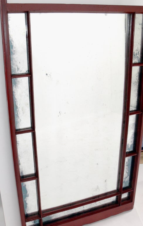 Chinese Red Antiqued Mirror