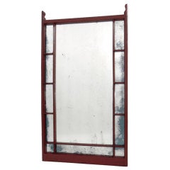 Chinese Red Antiqued Mirror