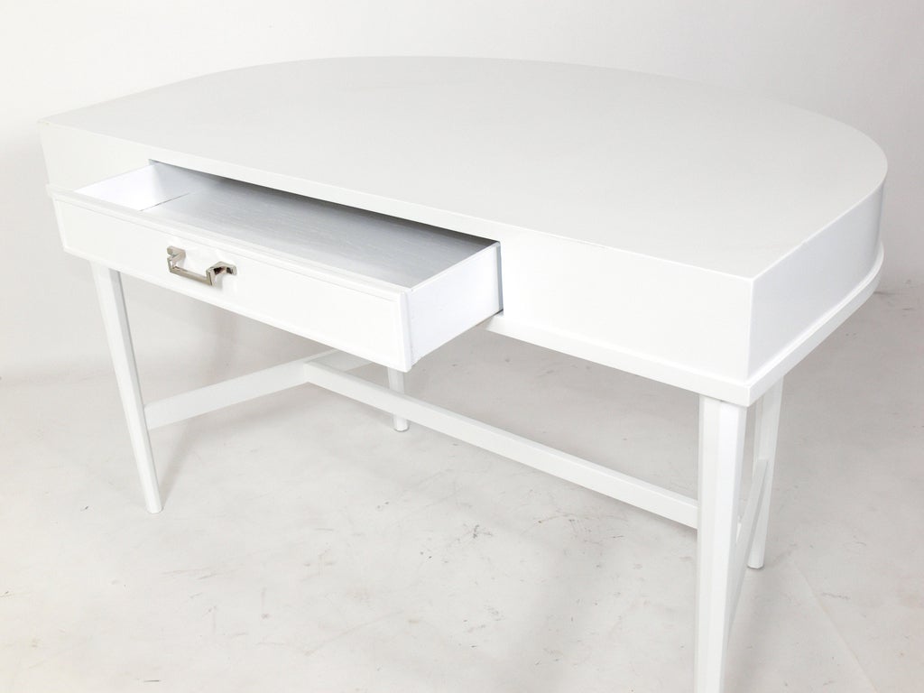 American Demilune White Lacquer Desk