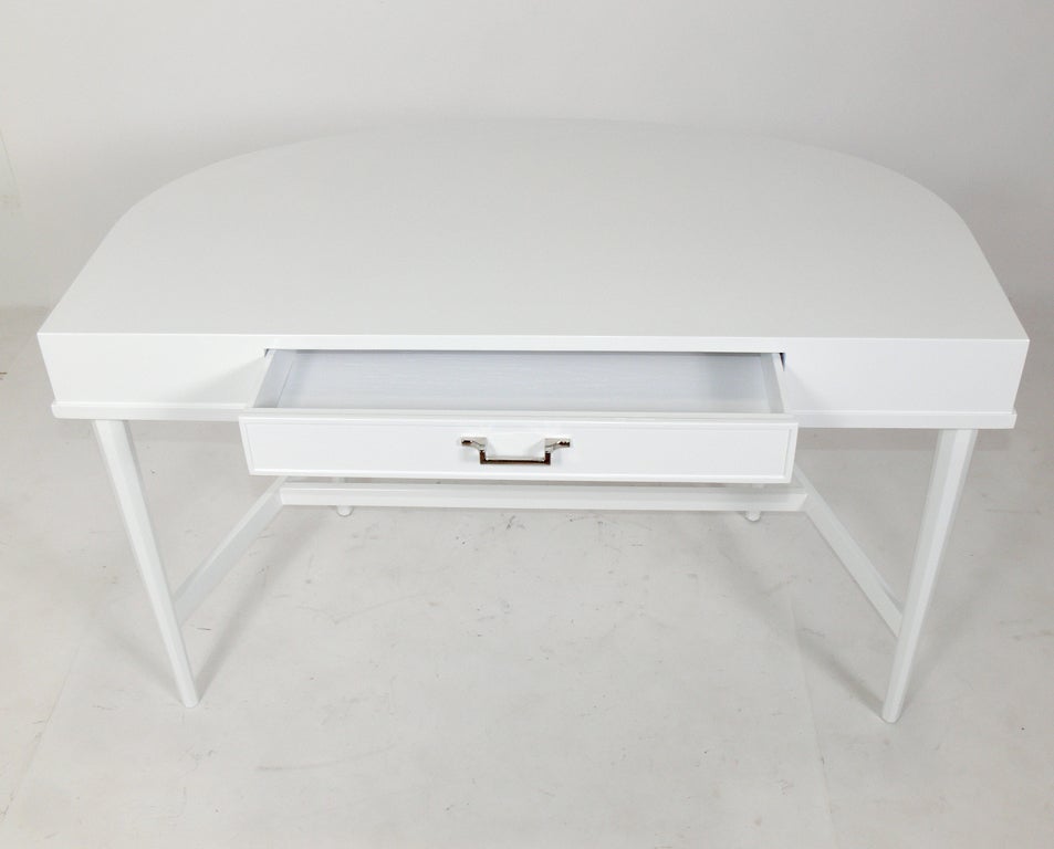 Demilune White Lacquer Desk 2