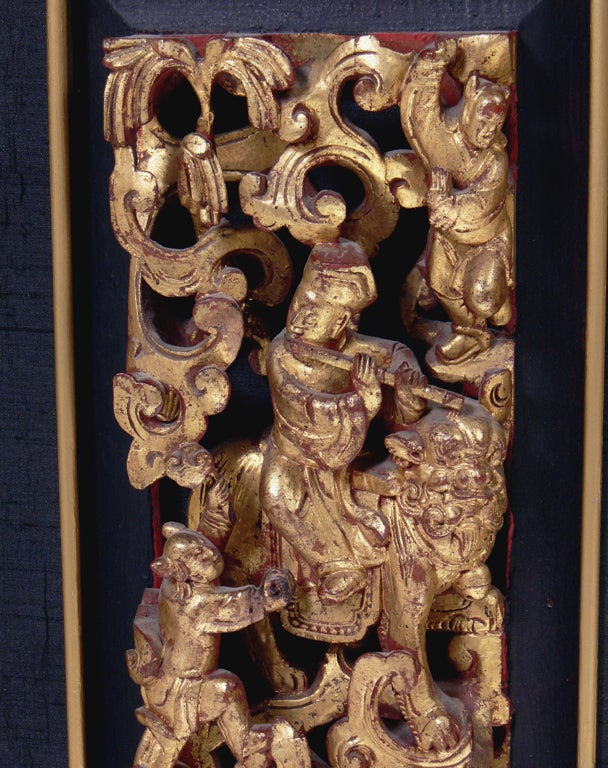 Mid-20th Century Hand Carved Chinese Panels in Gilt Finish - Seven Available