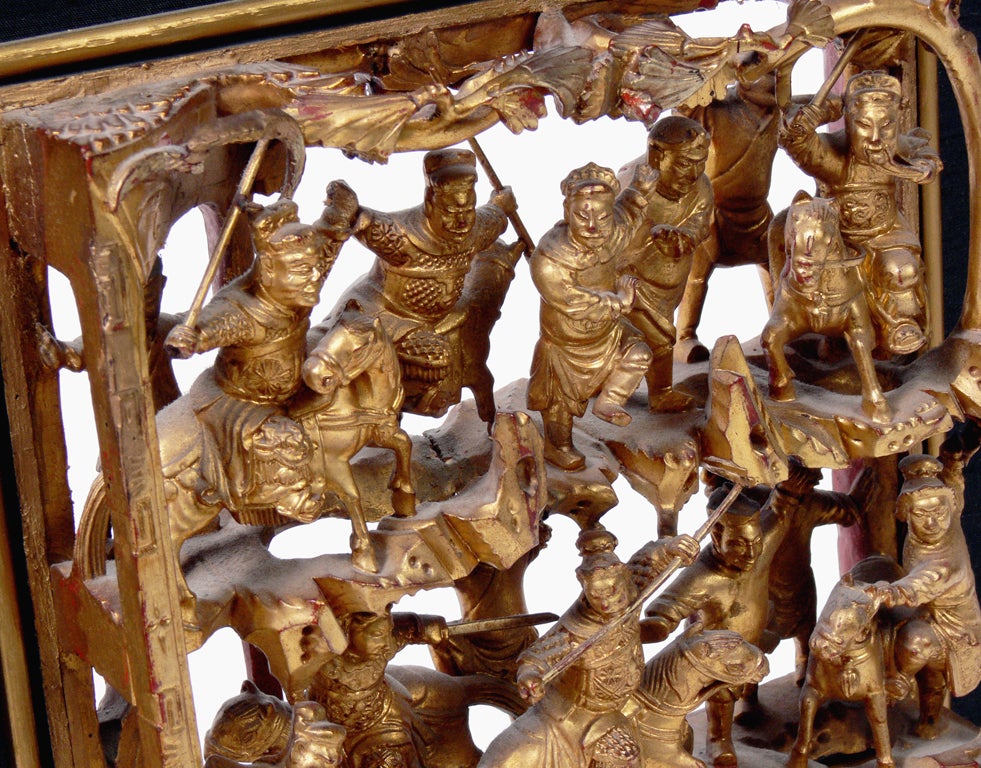 Hand Carved Chinese Panels in Gilt Finish - Seven Available 5