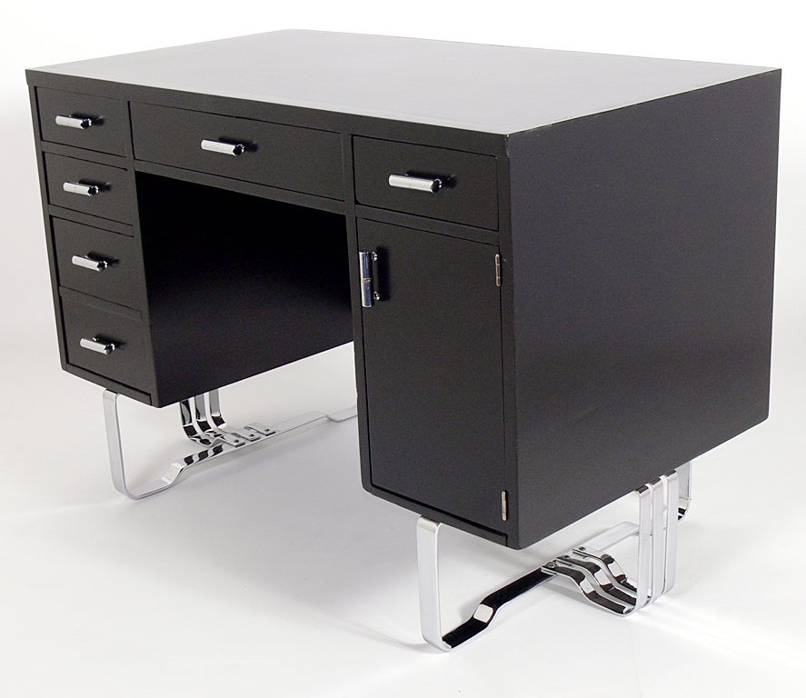 Chrome Art Deco Desk by Wolfgang Hoffmann for Howell