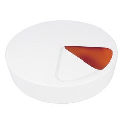 Modernist White "Lozenge" Coffee Table with Orange Interior Modernist White "Lozenge" Coffee Table with Orange Interior