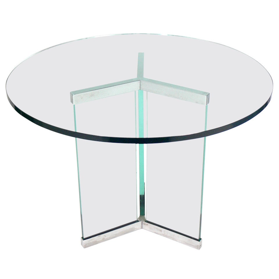 Clean Lined Chrome and Glass Center or Coffee Table by Leon Rosen for Pace