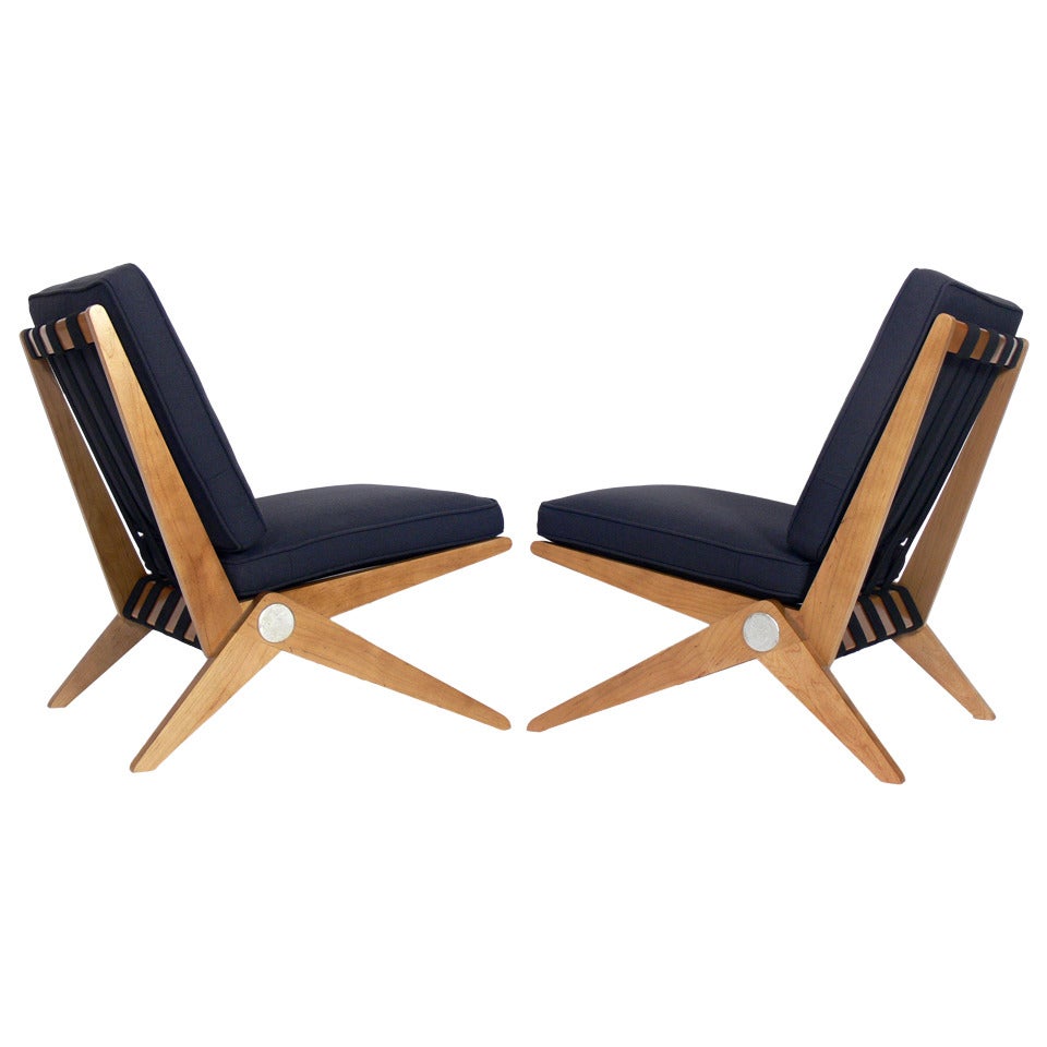 Pair of Scissor Chairs after Pierre Jeanneret