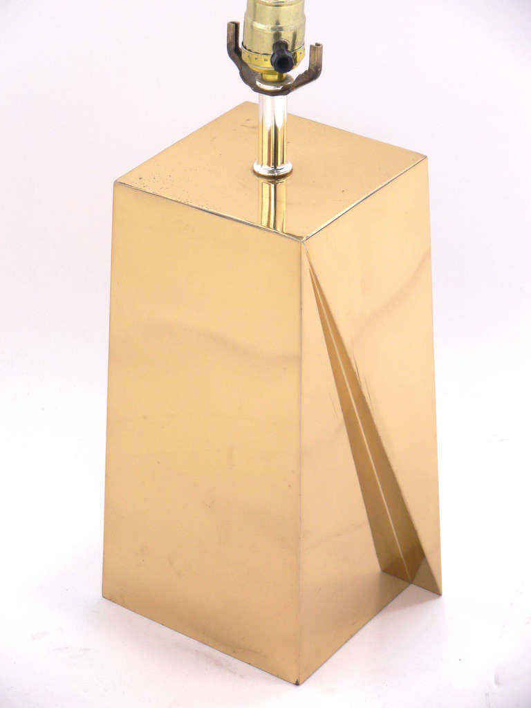 American Sculptural Modernist Brass Lamps