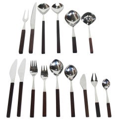 Vintage "Opus" Stainless Flatware Service for 12 Designed by Tias Eckhoff for Lundtofte