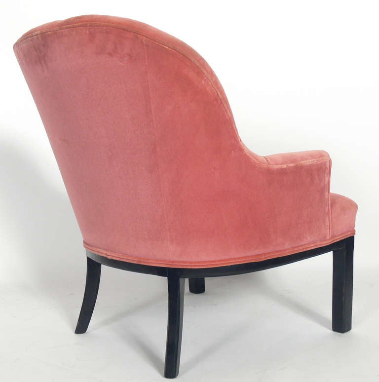 Mid-Century Modern Pair of Button Tufted Lounge Chairs, in the Manner of Edward Wormley for Dunbar