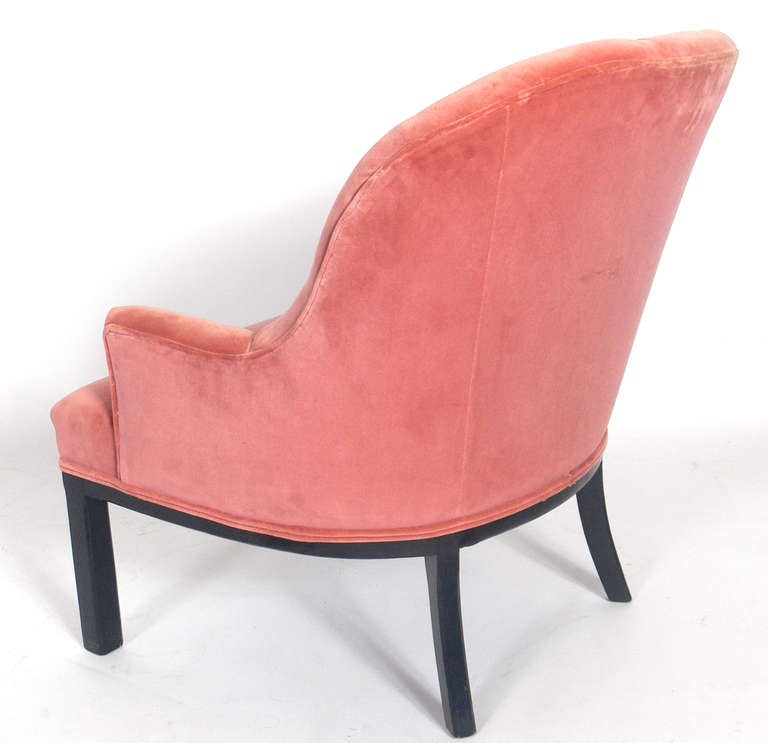 American Pair of Button Tufted Lounge Chairs, in the Manner of Edward Wormley for Dunbar