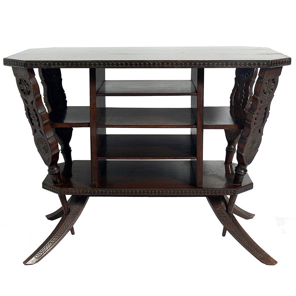 Carved and Splayed Leg Italian Table Attributed to Ettore Zaccari