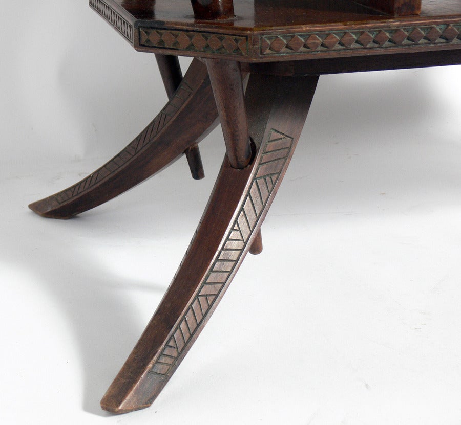 Mid-20th Century Carved and Splayed Leg Italian Table Attributed to Ettore Zaccari