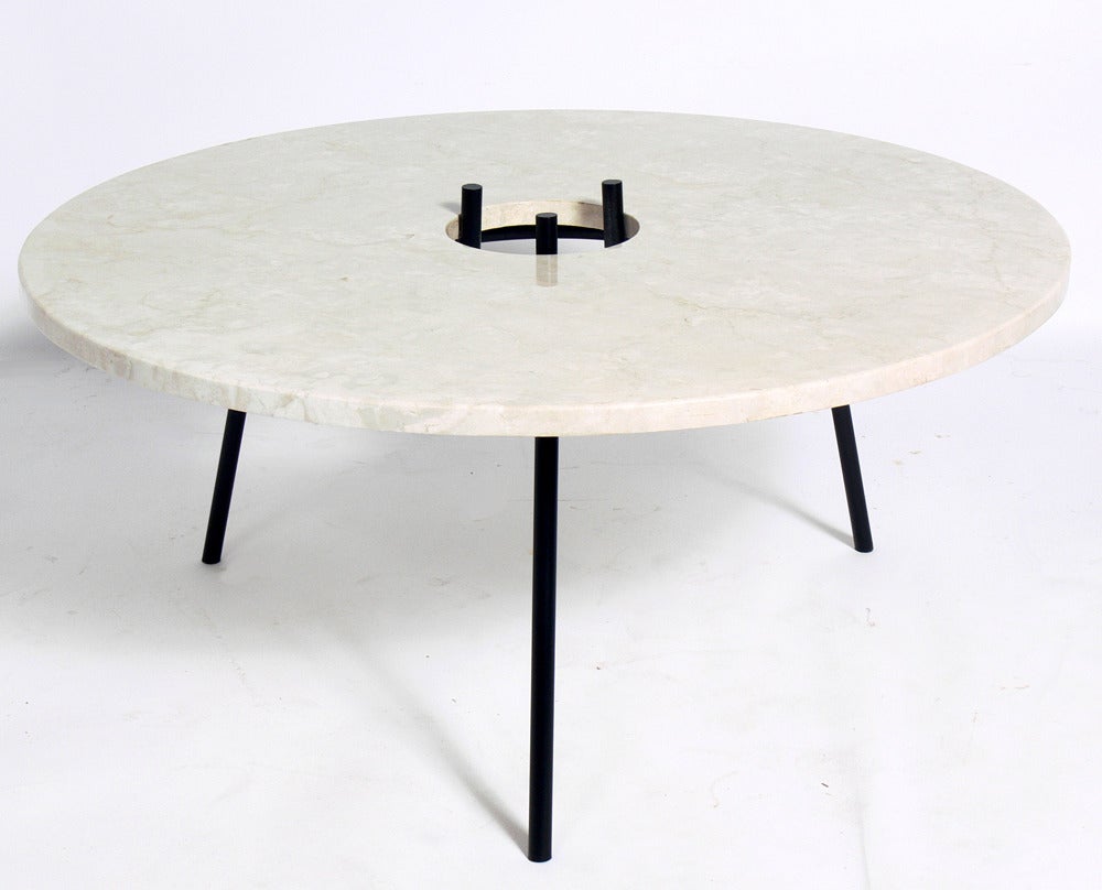 Mid-Century Modern Clean Lined Marble Coffee Table Designed by Paul Mayen