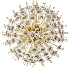 Glamorous Brass and Crystal Chandelier by Emil Stejnar