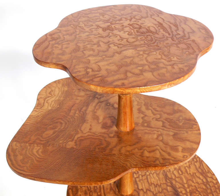 Biomorphic Tiered Olive Ash Burl Wood Table by Johan Tapp In Good Condition In Atlanta, GA
