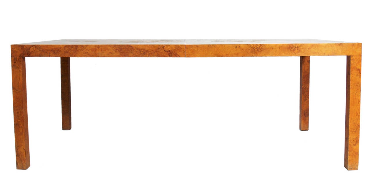 Olive Ash Burled Wood Dining Table by Milo Baughman