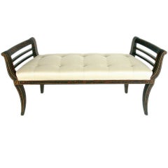 Elegant 1940's Bench in Original Faux Tortoise Shell Finish