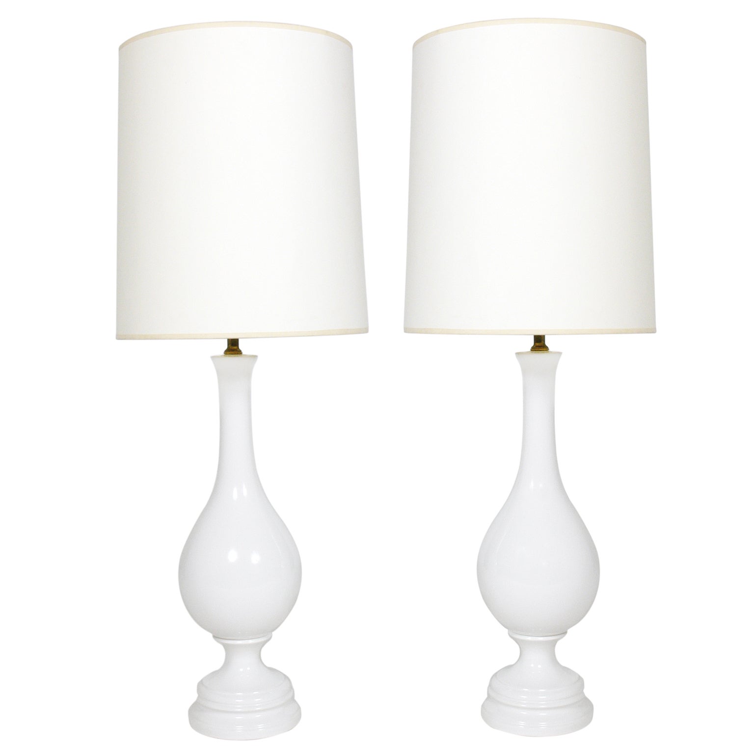 Pair of Tall White Ceramic Lamps at 1stDibs