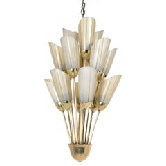 Petite Italian Brass and Glass Chandelier