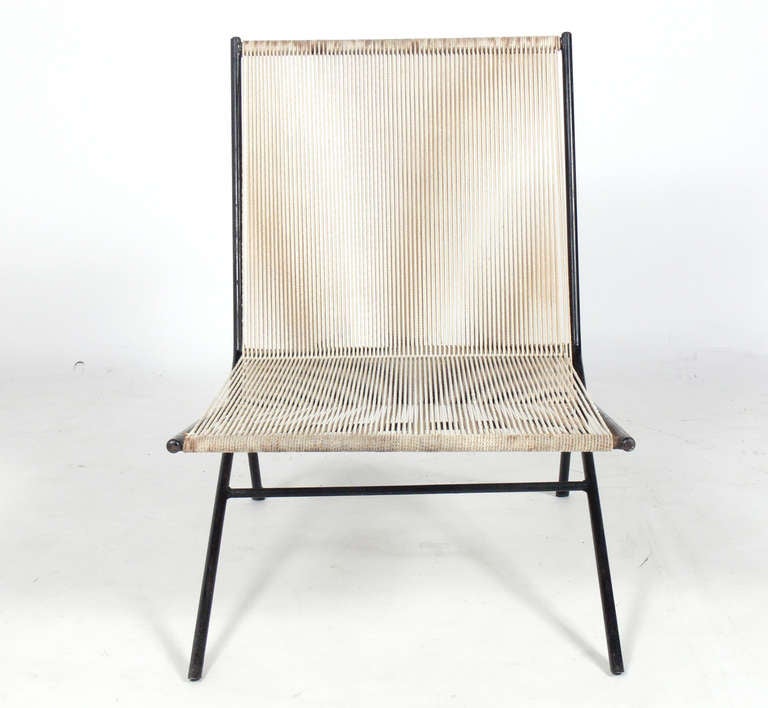 Sculptural Iron and Rope Lounge Chair by Alan Gould