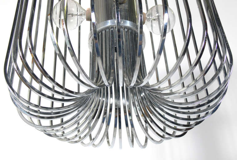 Mid-Century Modern Modernist Chrome Chandelier or Pendant Lamp by Lightolier For Sale