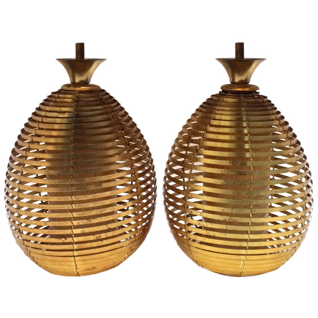 Brass Beehive Pendant Light Fixture