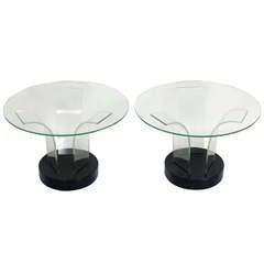 Pair of Sculptural Glass End Tables by Modernage
