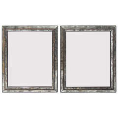 Pair of Clean Lined Antiqued Mirrors