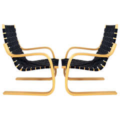 Pair of Bentwood Modern Lounge Chairs by Alvar Aalto