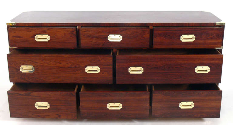 Pair of Large Rosewood Campaign Chests In Excellent Condition In Atlanta, GA