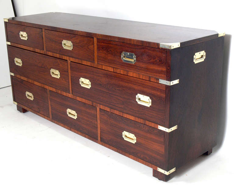 Mid-20th Century Pair of Large Rosewood Campaign Chests
