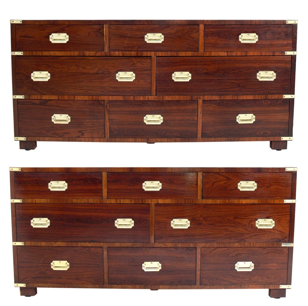Pair of Large Rosewood Campaign Chests