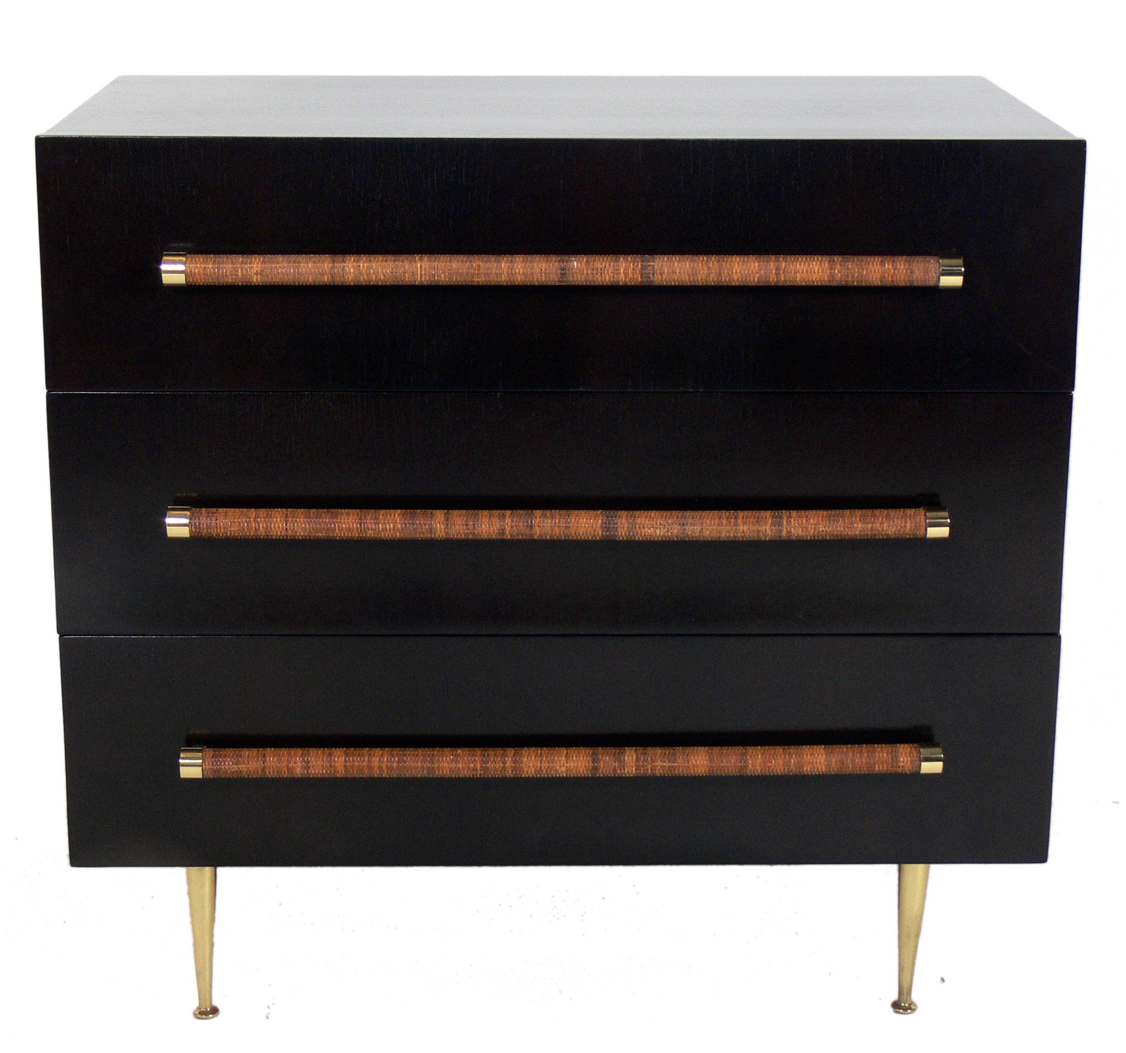 Modern Chest with Reed Wrapped Handles by T.H. Robsjohn-Gibbings