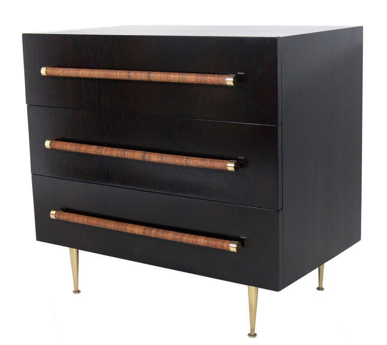 Mid-Century Modern Modern Chest with Reed Wrapped Handles by T.H. Robsjohn-Gibbings