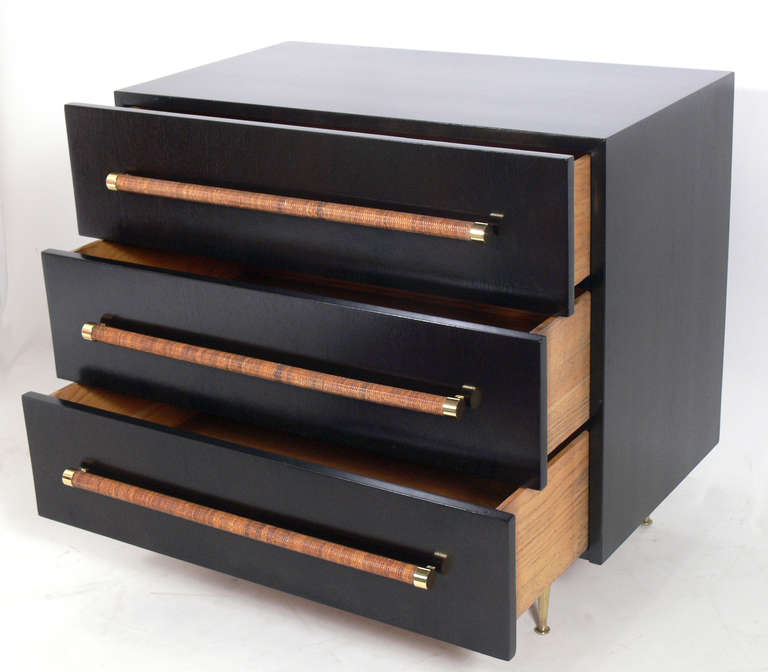 American Modern Chest with Reed Wrapped Handles by T.H. Robsjohn-Gibbings