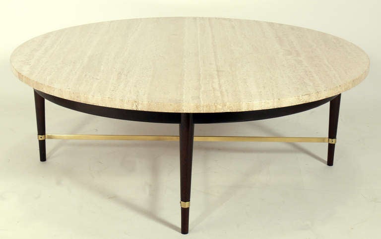 round travertine coffee table