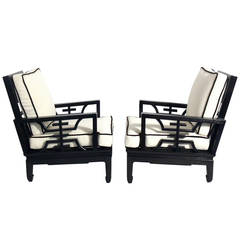 Pair of Chinese Art Deco Lounge Chairs