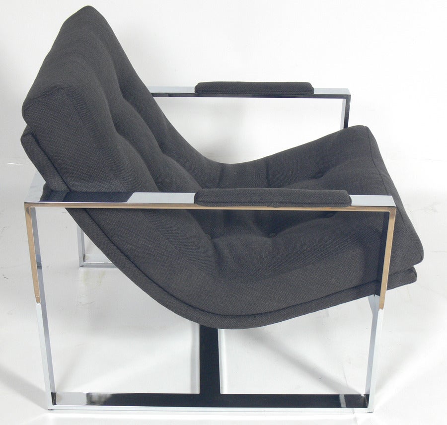 Mid-Century Modern Chrome Lounge Chair by Milo Baughman