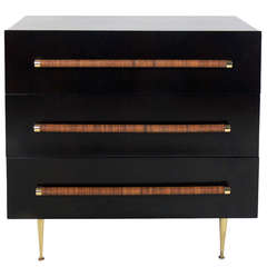 Modern Chest with Reed Wrapped Handles by T.H. Robsjohn-Gibbings