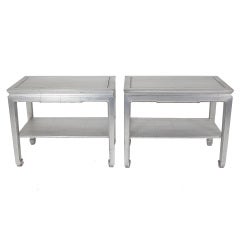 Pair of Silver Leaf Tables in the manner of James Mont
