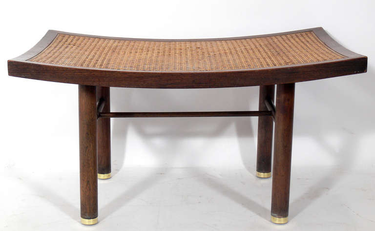Modernist Asian Form Stool designed by Michael Taylor for Baker, American, circa 1960's. Signed with Baker label underneath.