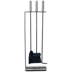 Modernist Brushed Nickel Fire Tools